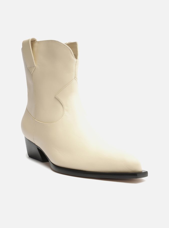 Bota Off-White Couro Cano Curto Western