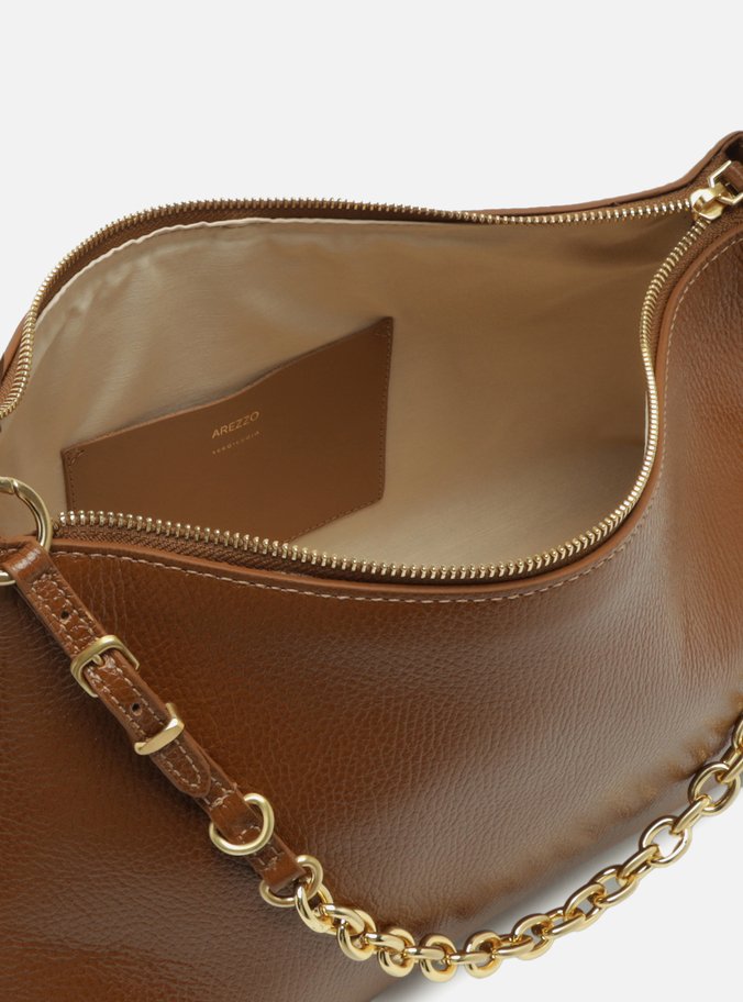 Bolsa Tiracolo Marrom Couro Grande Bag Charm