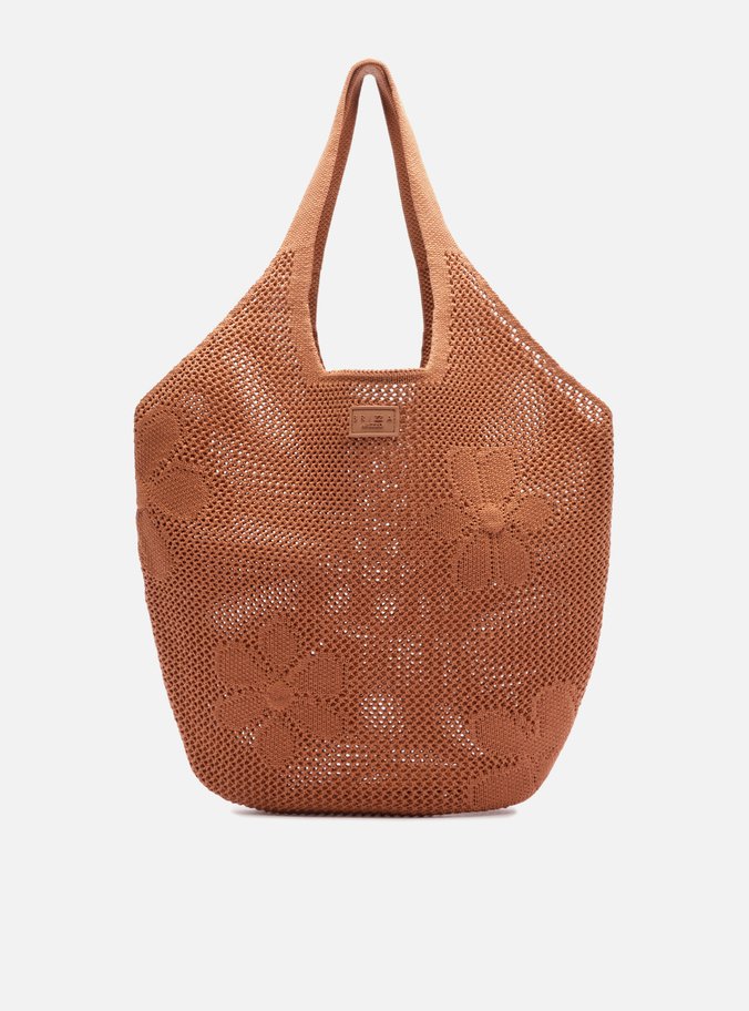 Bolsa Shopping Marrom Crochê Grande Brizza