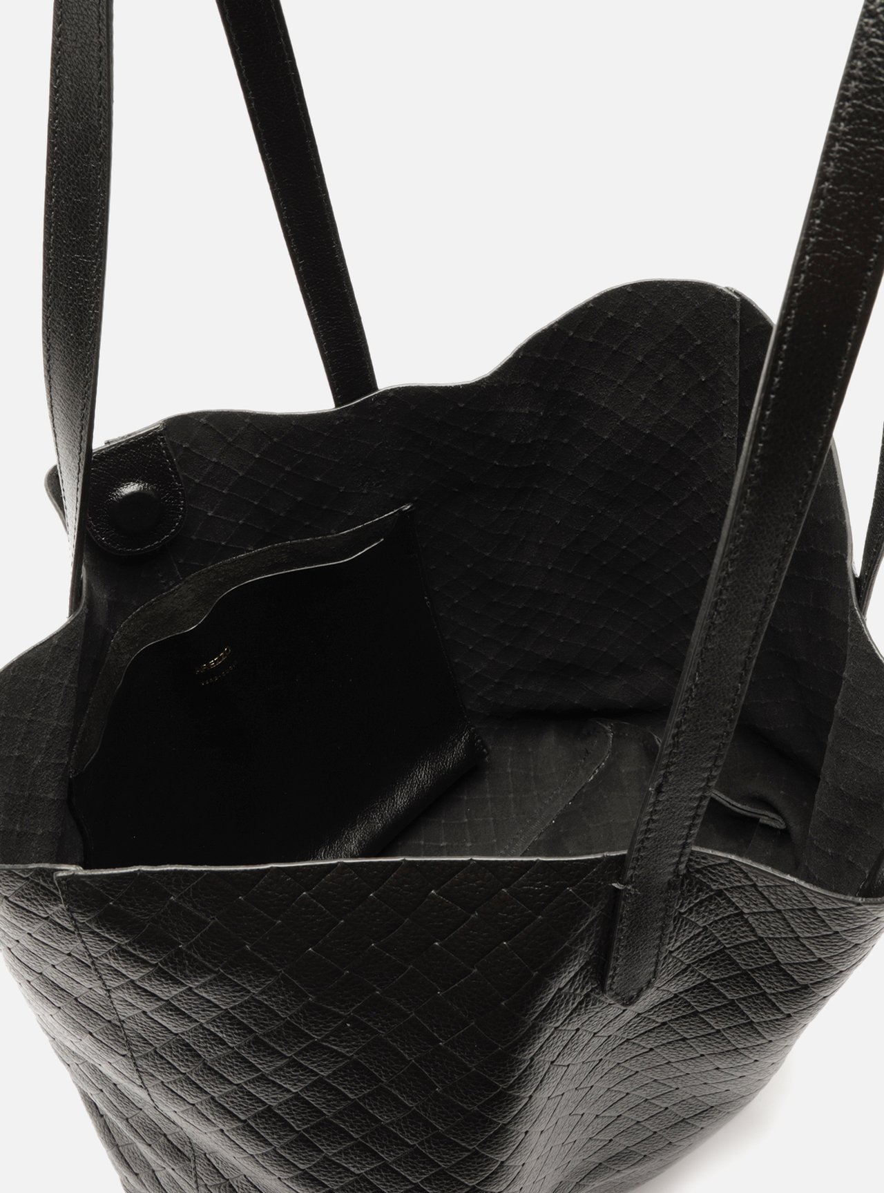 Bolsa Shopping Preta Couro Grande Tressê — foto 4
