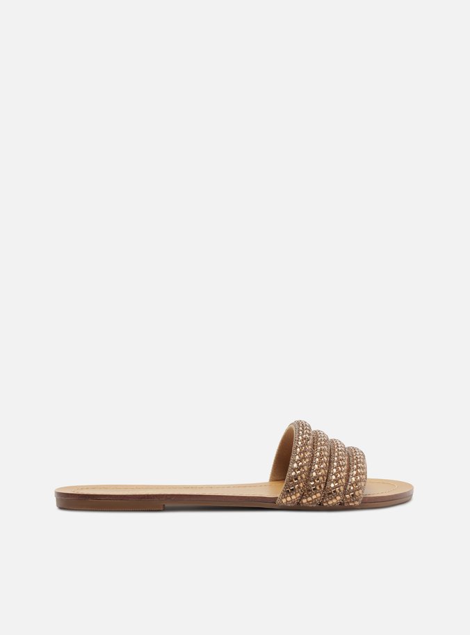 Slide Dourado Tiras Cristais
