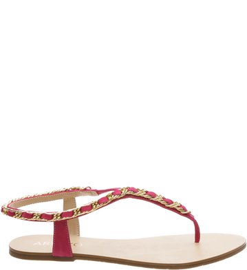 Sandália Rasteira Nobuck Correntes Lady Pink