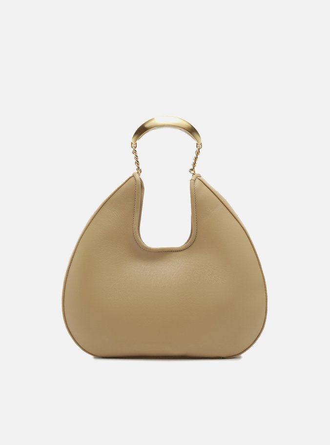Bolsa Tiracolo Bege Couro Média Metal Bold
