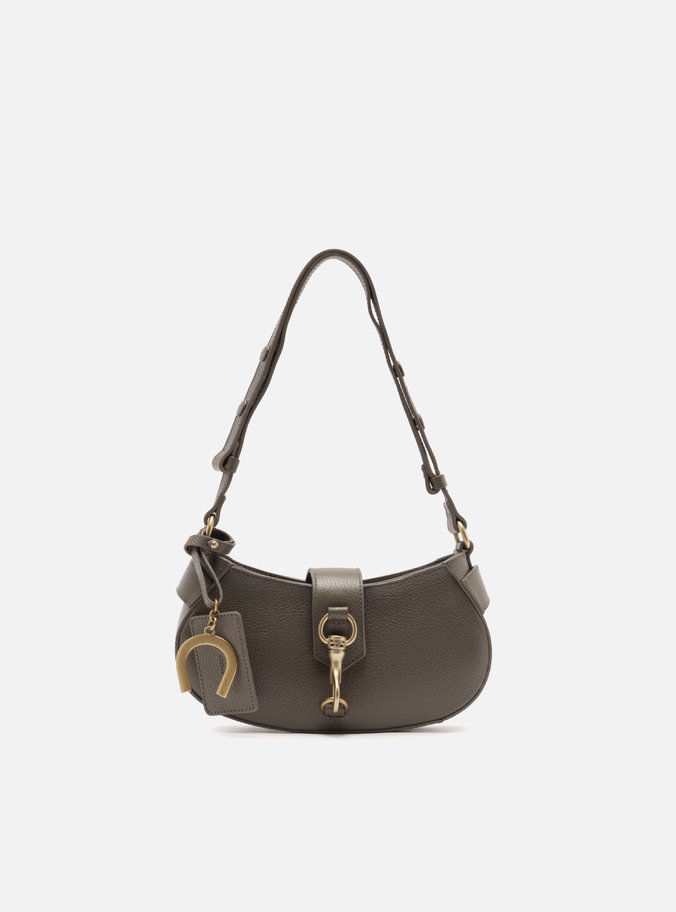 Bolsa Tiracolo Cinza Couro Pequena Bag Charm