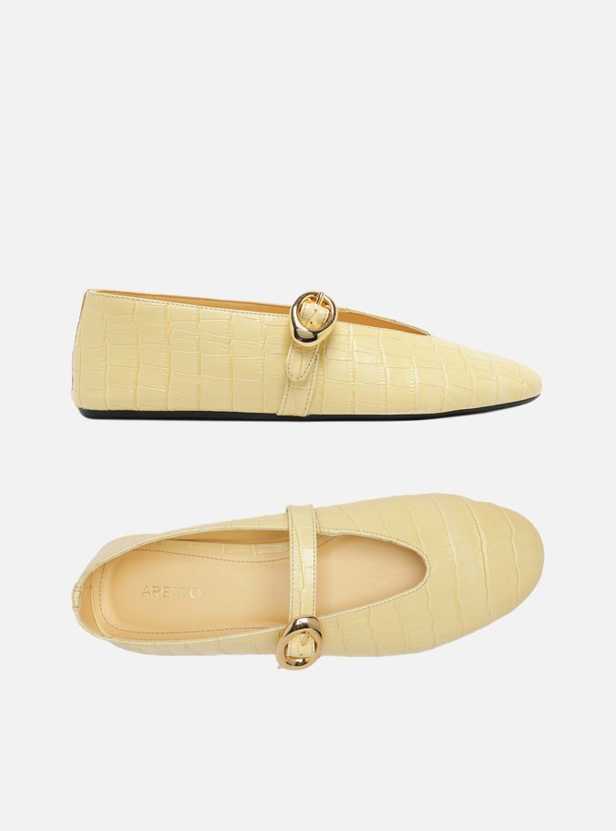 Sapatilha Amarela Croco Fivela Maxi