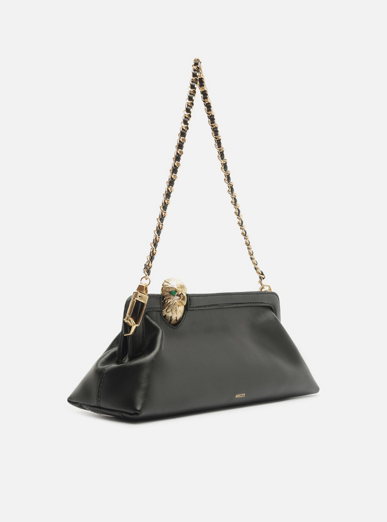 Bolsa Shoulder Preta Couro Metal Águia — foto 5