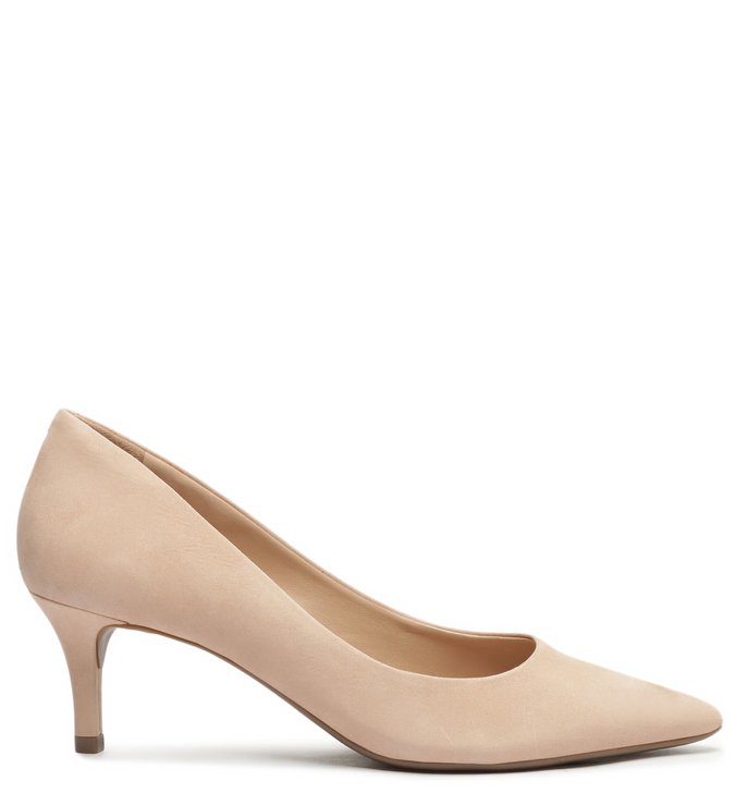 Scarpin Nude Nobuck Salto Baixo Fino