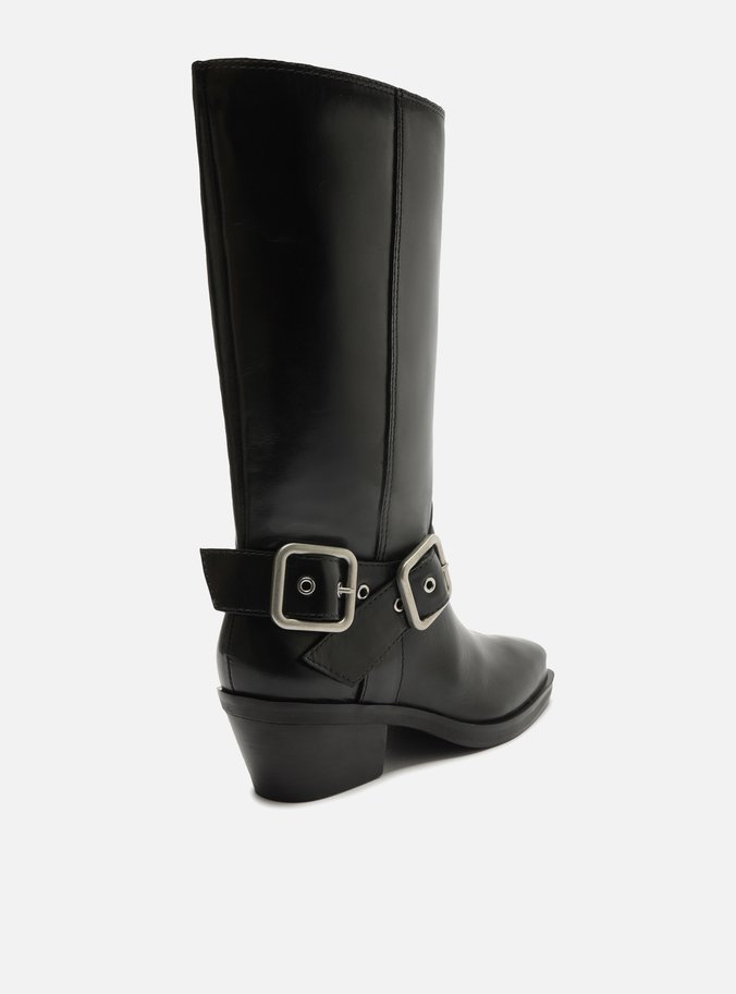 Bota Preta Couro Cano Médio Montaria West