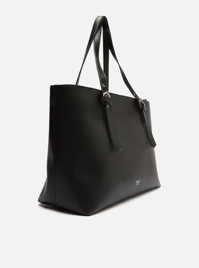Bolsa Shopping Preta Grande Alças Fivelas