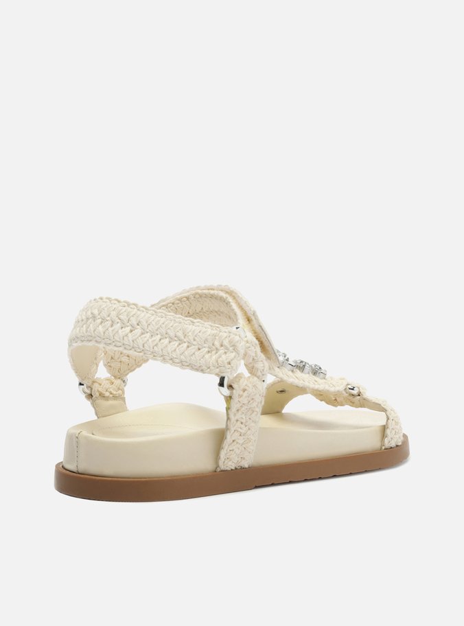 Sandália Off-White Flatform Bordada Mykonos