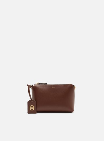 Arezzo — Bolsa Tiracolo Marrom Couro Pequena Corrente