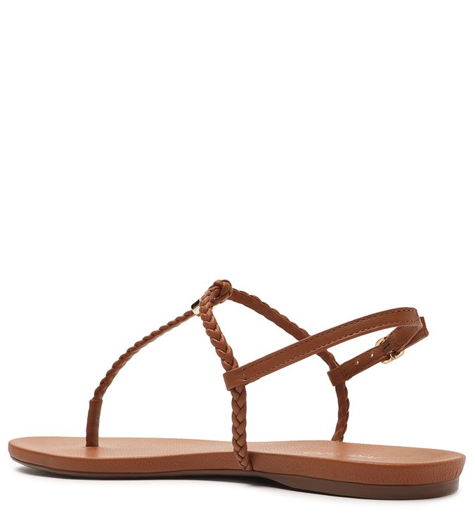 Sand lia Rasteira Marrom Flat Slim Arezzo