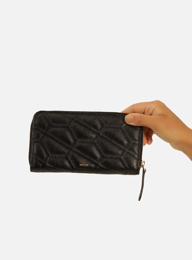 Carteira Preta Couro Emma Grande