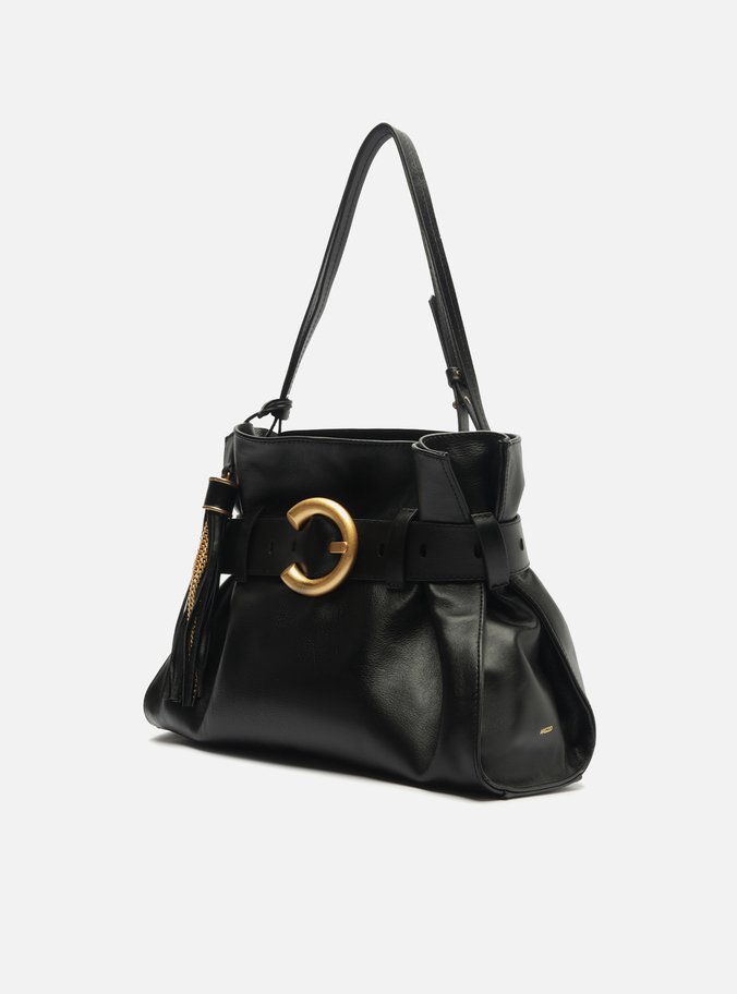 Bolsa Tiracolo Preta Couro Isa Média