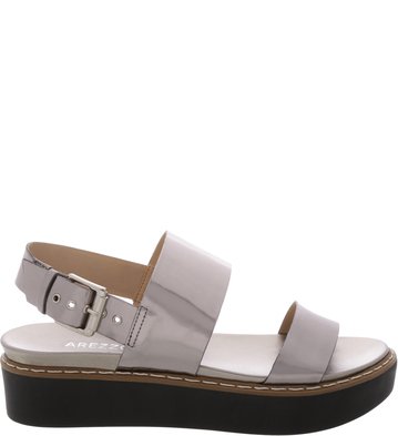 Sandália Rasteira Tiras Metalizado Prata Velho