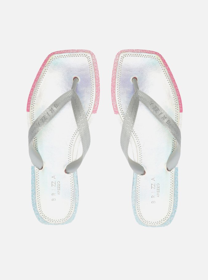 Chinelo de Dedo Prata Color Glitter Square Brizza