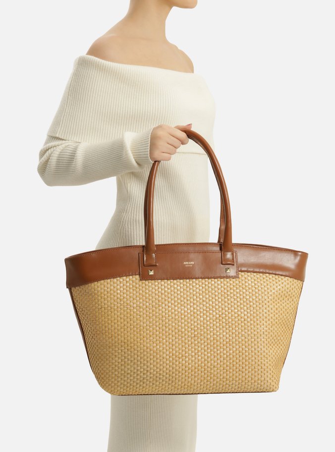 Bolsa Shopping Palha Grande Marrom