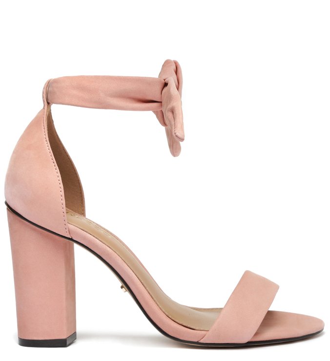 Sandália Rosa Nobuck Bloco Lace Up Isabelli