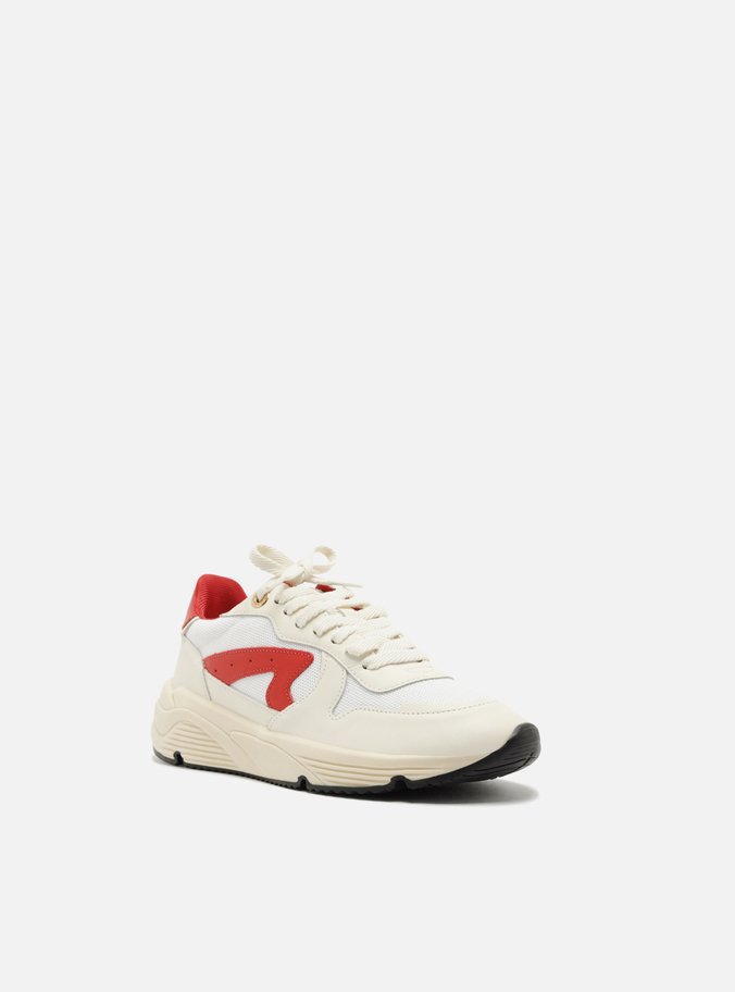 Tênis Branco Couro Esportivo Vermelho Tag