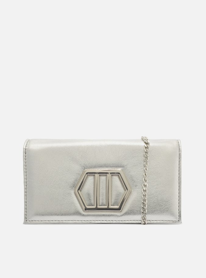 Bolsa Clutch Prata Couro Luana Pequena