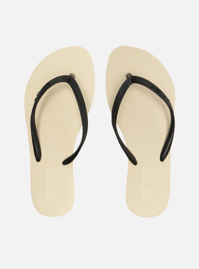 Kit Chinelo de Dedo Branco e Preto e Pouch