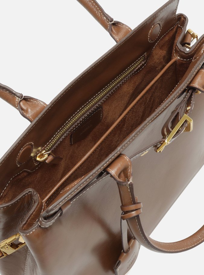 Bolsa Tote Marrom Couro Grande Bag Charm Victória