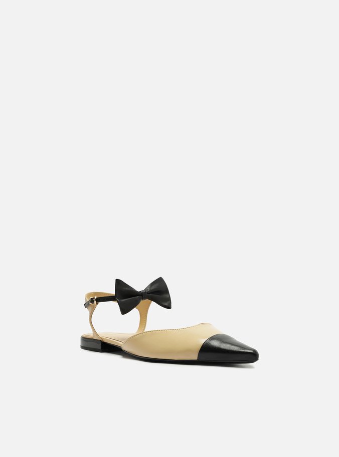 Sapatilha Nude Couro Aberta Laço Classy