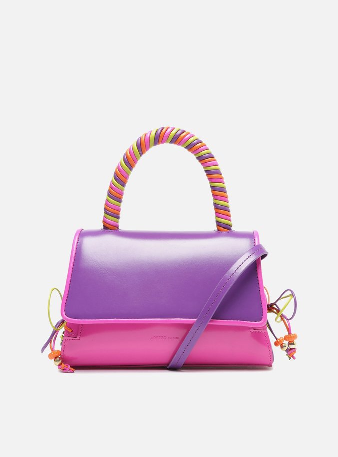 Bolsa Tiracolo Multicolorida Couro Tiras