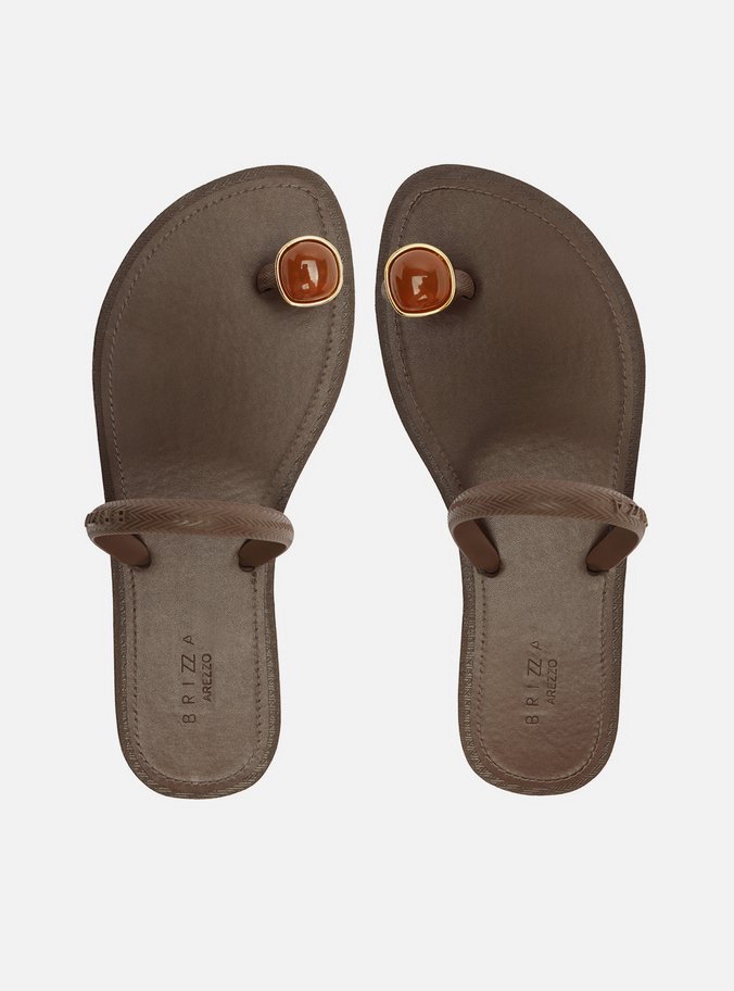 Rasteira Marrom Dedeira Pedra Brizza