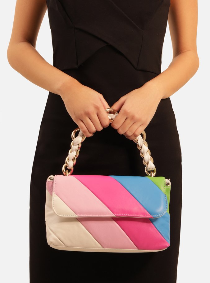Bolsa Tiracolo Colorida Couro Nicole Média