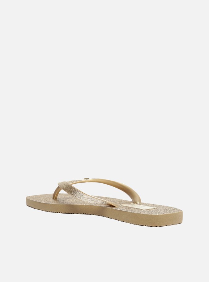 Chinelo de Dedo Dourado Tira Metalizada Brizza
