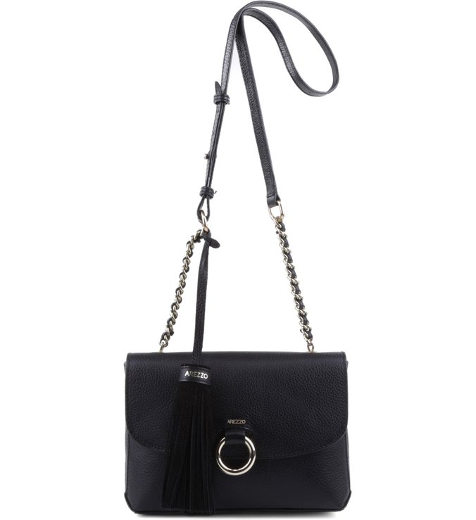 Bolsa Tiracolo Couro Pquena Cerchio Preta