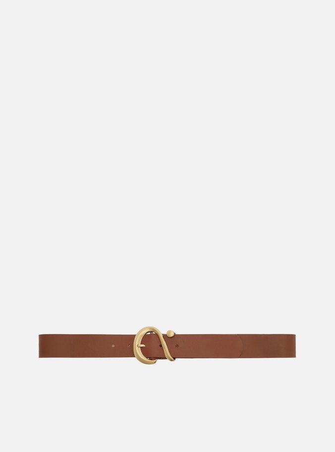 Cinto Marrom Couro Fivela Dourado