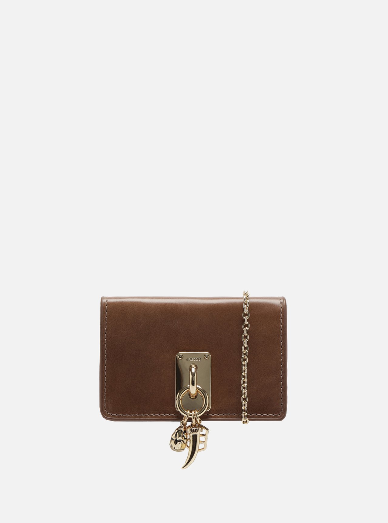Bolsa Tiracolo Marrom Couro Pequena Metal Charms — foto 1