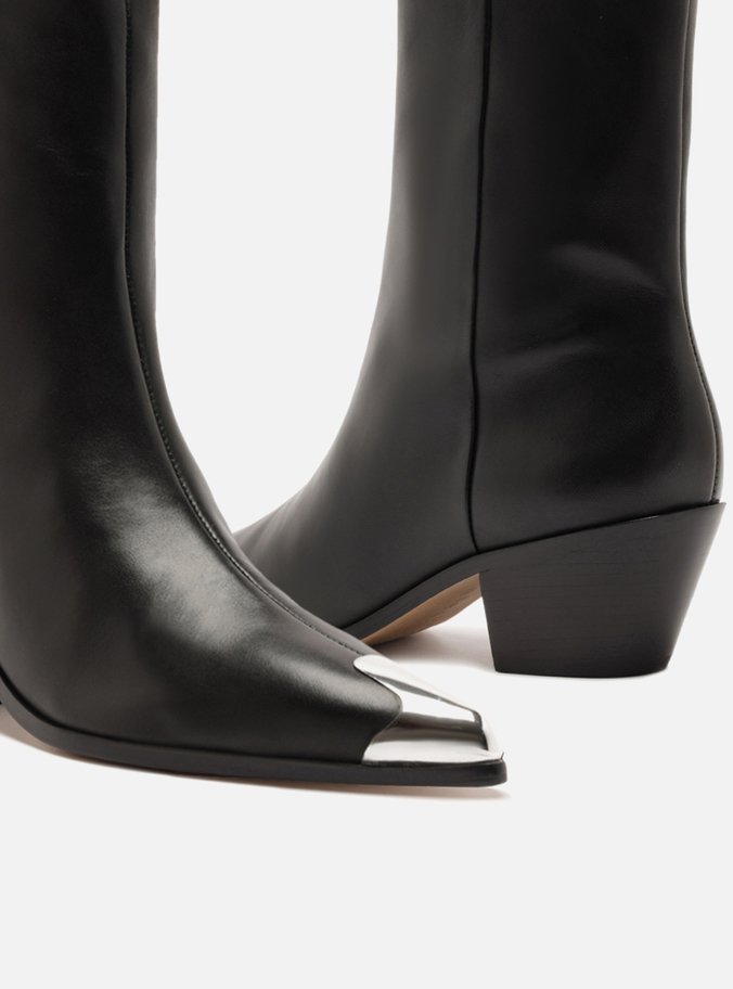 Bota Preta Couro Cano Curto West Cap Toe Metal