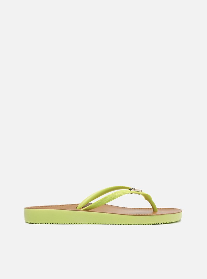 Chinelo de Dedo Amarelo Palmilha Marrom Brizza