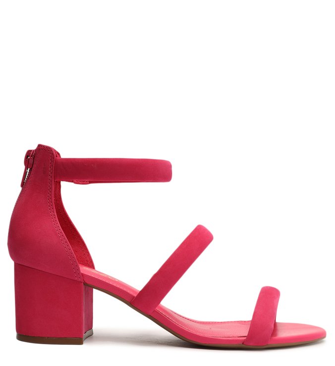 Sandália Rosa Nobuck Bloco Zíper Power Pink