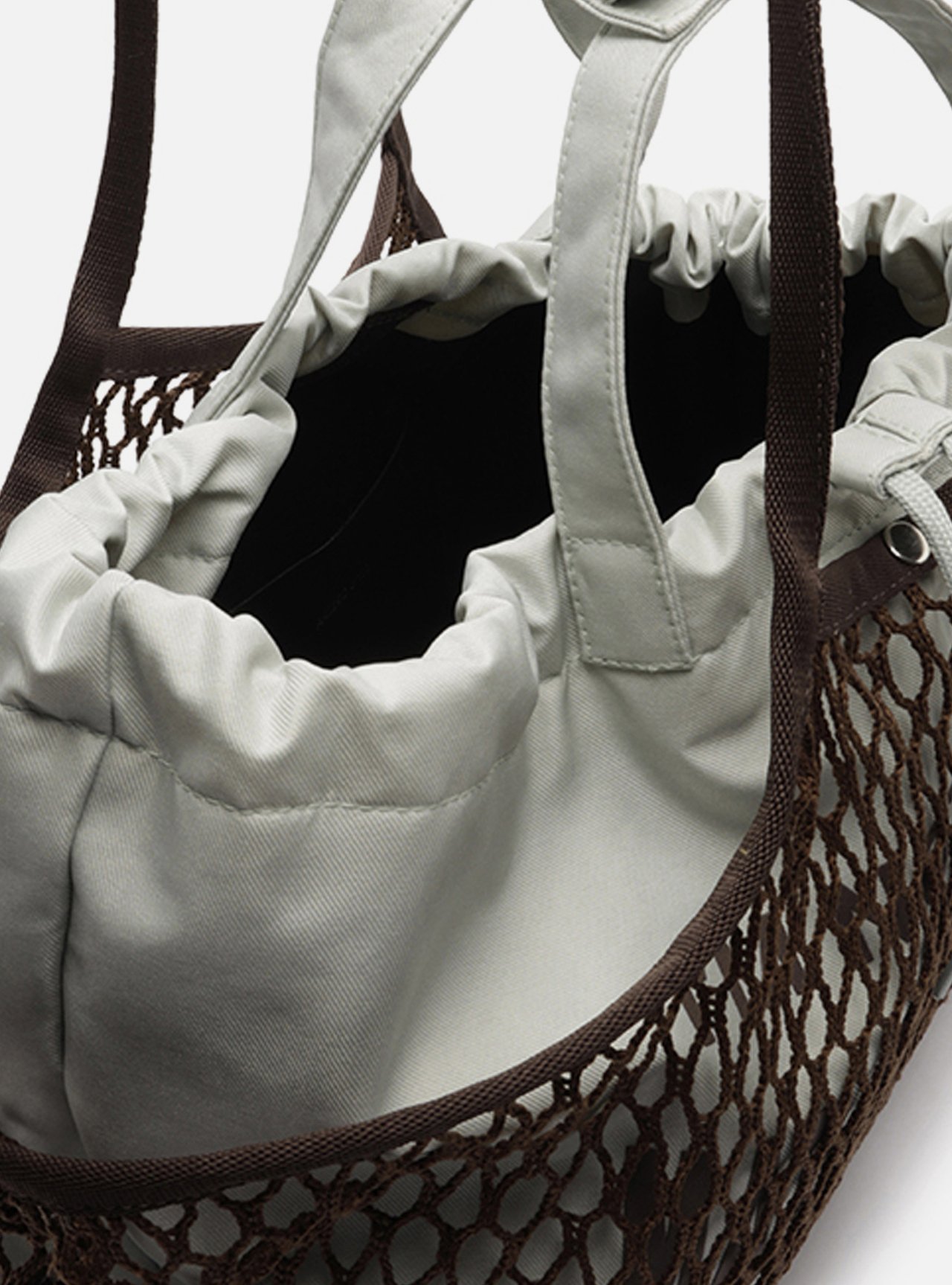 Bolsa Shopping Marrom Tela Lona Grande Verde TIG — foto 4
