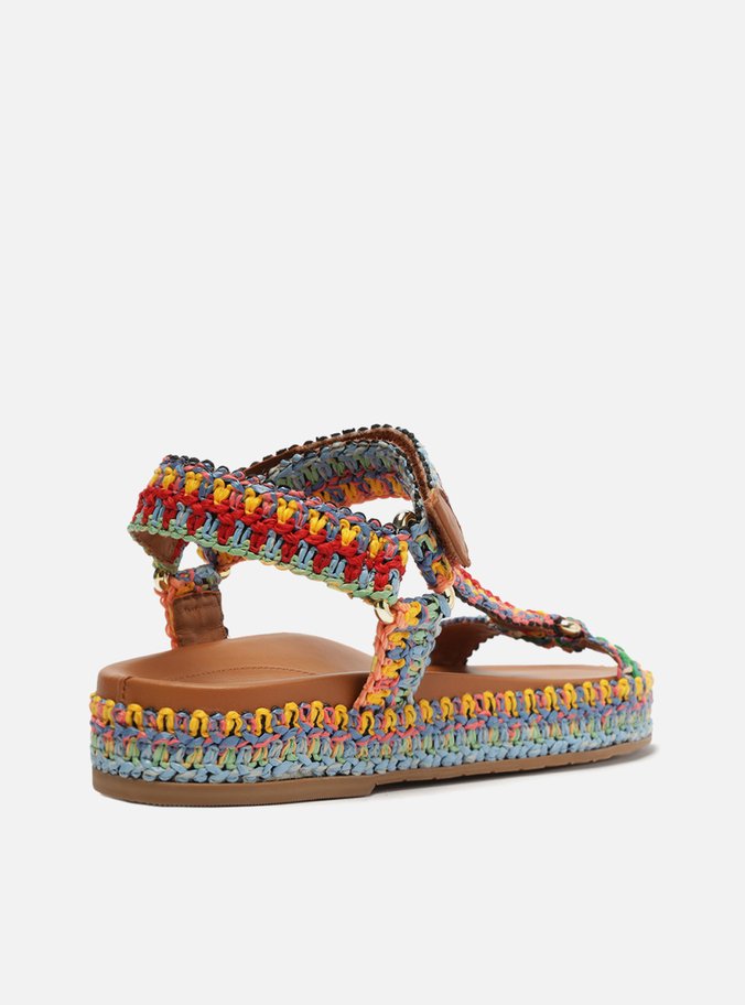 Sandália Marrom Flatform Crochê Color Mya