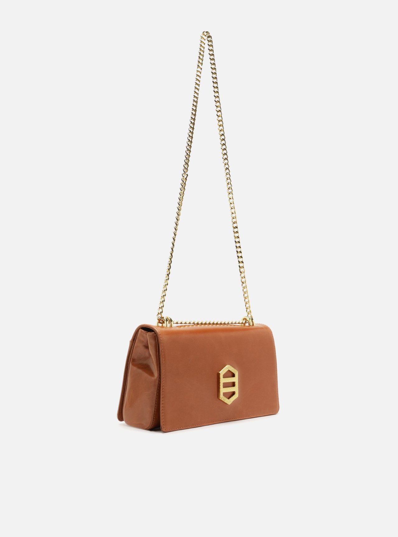 Bolsa Tiracolo Laranja Couro Média Metal Dourado — foto 6