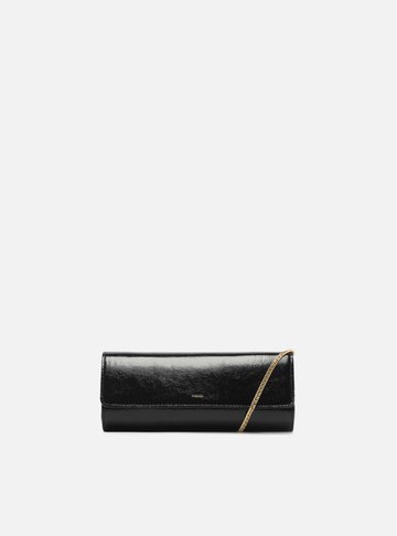 Bolsa Tiracolo Preta Couro Pequena Alongada