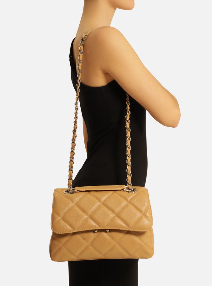 Bolsa Tiracolo Bege Couro Mizz Média