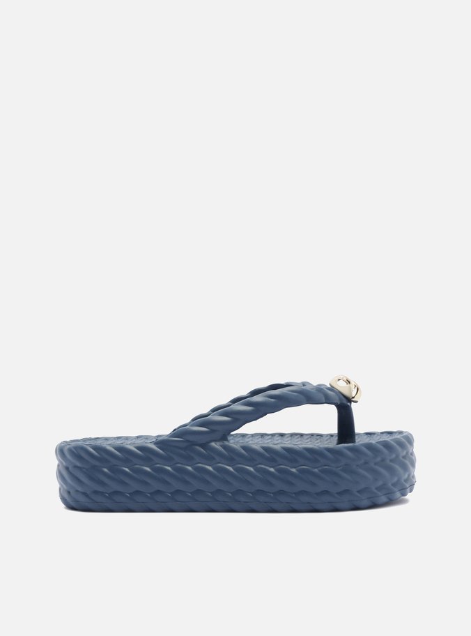 Sandália Azul Flatform Marrocos Flip Flop Metal Textura