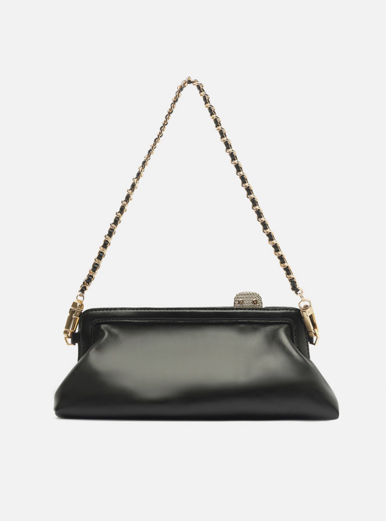 Bolsa Shoulder Preta Couro Metal Águia — foto 3