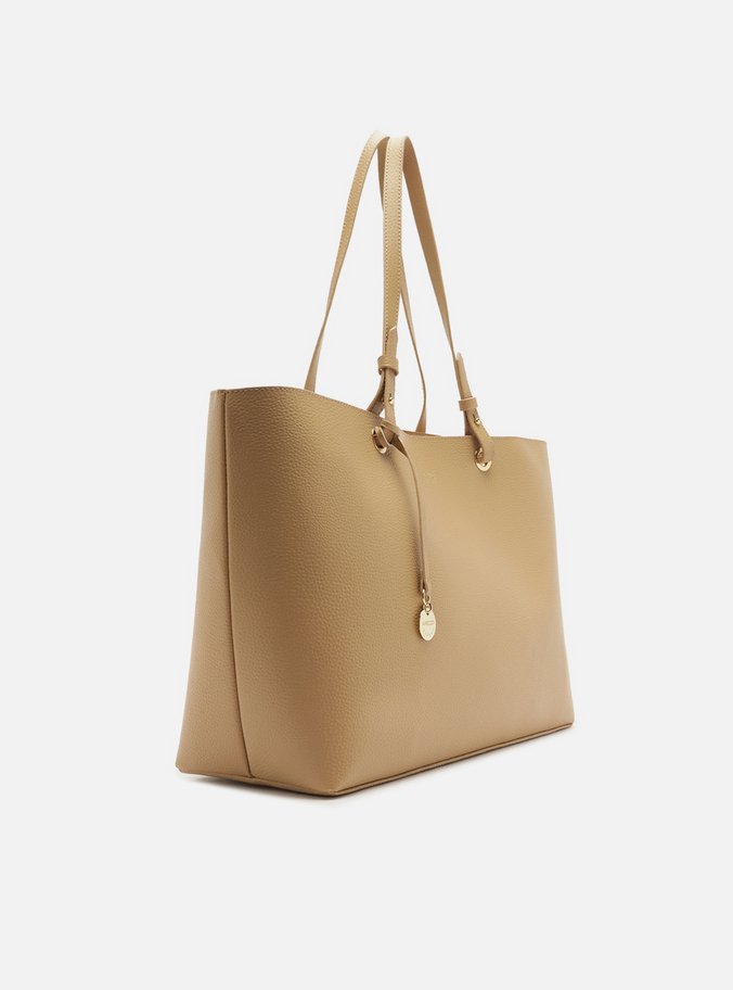 Bolsa Shopping Bege Grande Charm Metal