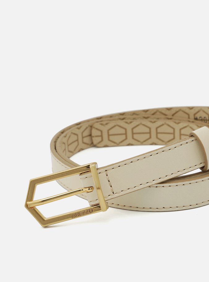 Cinto Off-White Couro Fino Victória