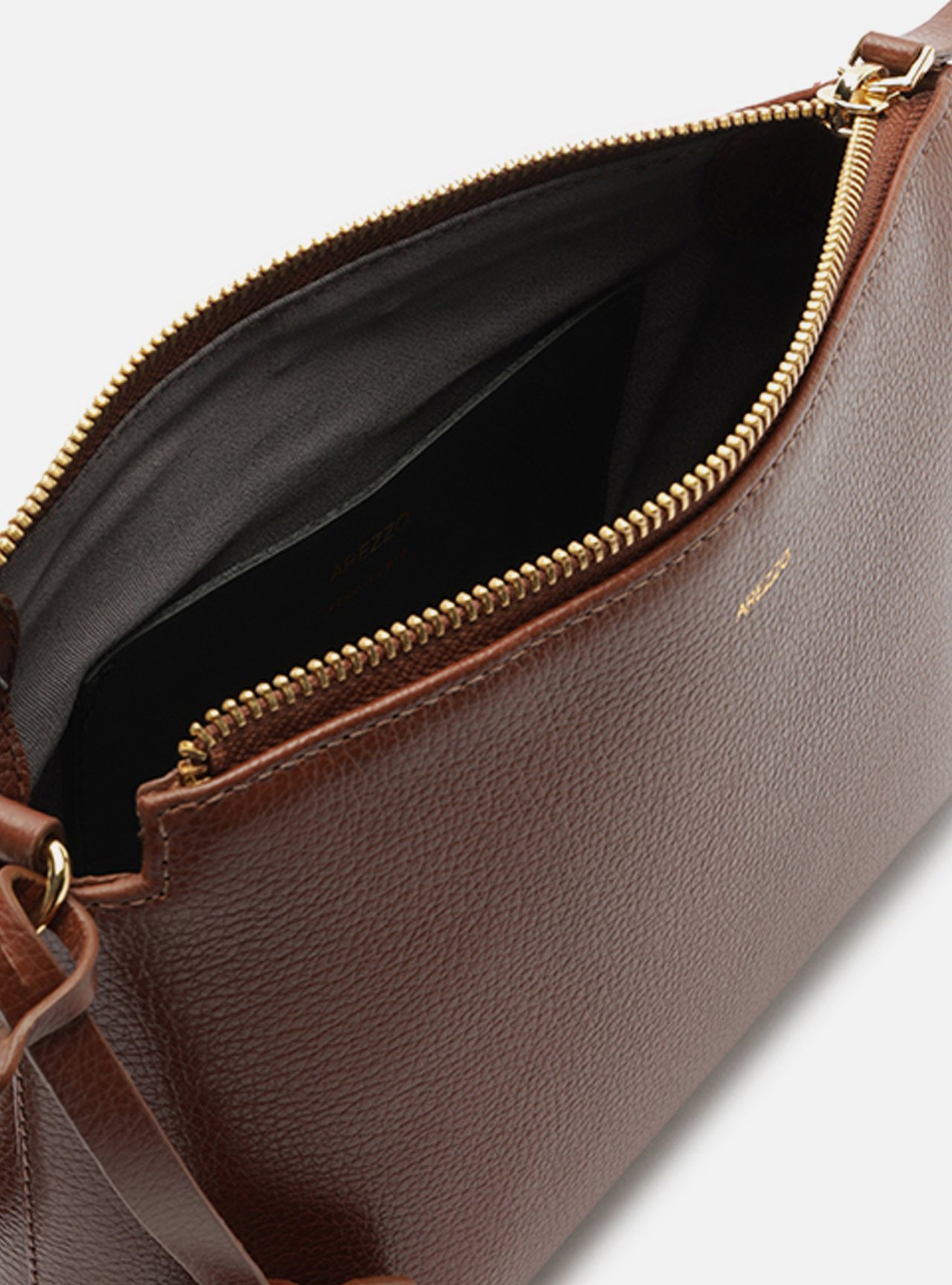 Bolsa Tiracolo Marrom Couro Pequena Corrente — foto 4