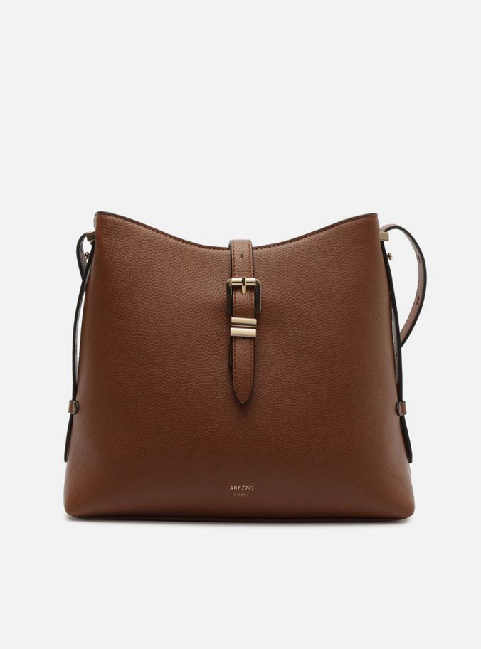 Bolsa Tiracolo Marrom Grande Fecho Metal