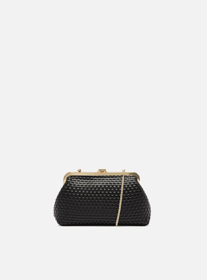 Clutch Preta Pequena Tressê Alça