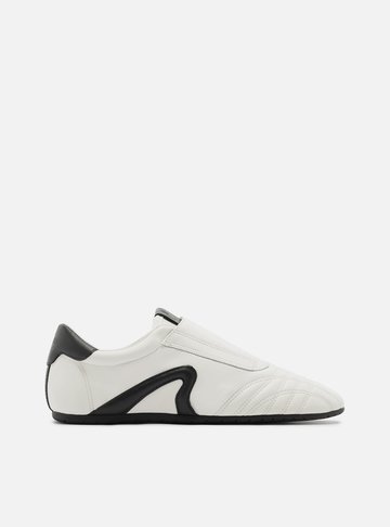 Tênis Slip On Branco Couro Chuteira Preto